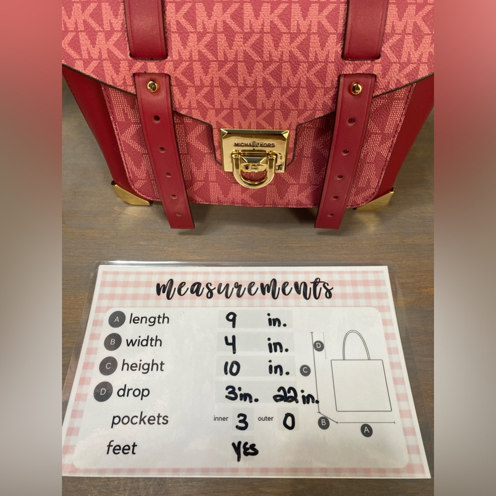 Michael Kors Pink Monogram Satchel Crossbody with Gold Hardware - Picture 15 of 15